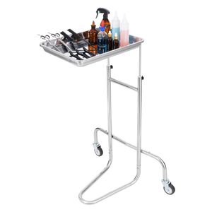 Carrello da Laboratorio in Acciaio Inox a Singolo Ripiano con 2 Ruote Silenziose, Carrello Mobile per Ospedale, Laboratorio e Clinica - Product Image 1