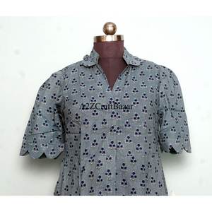 Robe longue midi trapèze 100 % coton pour femme, imprimée, col en V, boutonnée au dos, respirante, lavable, nettoyage à sec, écologique – Meilleure vente - Product Image 2