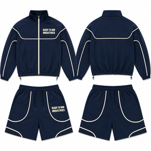 Conjunto Deportivo Unisex Ready To Win Industries, Manga Larga, Azul Marino, Poliéster, Estilo Deportivo, Otoño, Adulto, Cierre de Cremallera, Bolsillos Laterales - Product Image 1