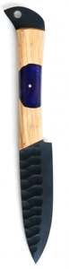 Cuchillo de Chef Artesanal de Acero al Carbono Forjado Negro con Mango Híbrido de Madera de Olivo y Resina Púrpura para Cocina y Preparación al Aire Libre - Product Image 5
