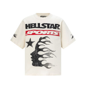 Camiseta Gráfica Hell Star para Hombre, Poliéster/Algodón, Ecológica, Lavado Ácido, Estilo Urbano Americano, Impresión Serigrafiada, Personalizada, OEM - Product Image 6