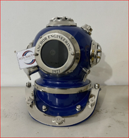 Casque de plongée ALFA-NAUTICAL en métal moulé bleu marine, modèle US Navy Mark V Anchor Mini Divers