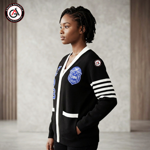 เสื้อคาร์ดิแกนอะคริลิกปักลาย Zeta Phi Beta สำหรับผู้หญิง |   ZOB Sorority ปักลายเรียบง่ายสไตล์วินเทจ ป้องกันริ้วรอย สำหรับสุภาพสตรีในฤดูหนาว - Product Image 3