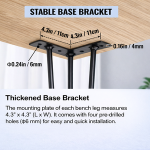 Pieds de table en métal robustes de 30 pouces, 4 pièces, 3 tiges, pieds de bureau industriels en acier pour table à manger ou table basse DIY EDPTBL019 - Product Image 6