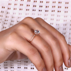 Igi แหวนหมั้นเพชร14K สีทองสำหรับงานแต่งงานได้รับการรับรองว่าเป็นรัศมีสี่ง่ามที่ซ่อนอยู่ในแล็บแหวนสัญญาชุบทองสำหรับผู้หญิง - Product Image 5