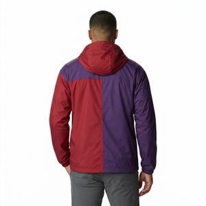 Unisex Bold Color Streetwear Men <b>Red</b> Purple Contrast Hooded Windbreaker <b>Jacket</b> Full Zip Lightweight Windproof Outdoor Fashion - Product Image 5