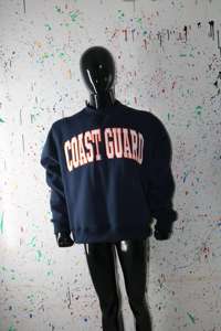 NAVY BLUE <b>Mock</b> <b>Neck</b> Sweatshirt 100% WHITE Applique Embroidery wide <b>neck</b> Sweatshirt Finer Threads - Product Image 2