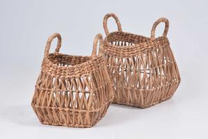 Juego de 2 cestas de jacinto de agua con asas de tejido suelto, cestas de almacenamiento hechas a mano, venta al por mayor, ecológicas, hechas en Vietnam - Product Image 3