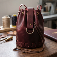 Sac seau pour femme Anwar Enterprises, marque célèbre, en cuir pleine fleur souple et tendance, avec fermeture à cordon, toutes saisons, sans coutures - Product Image 6
