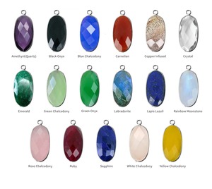 Pendentif ovale à facettes en cuivre plaqué or, breloque en pierre précieuse faite à la main, pendentif pierre de naissance pour la création de colliers - Product Image 3