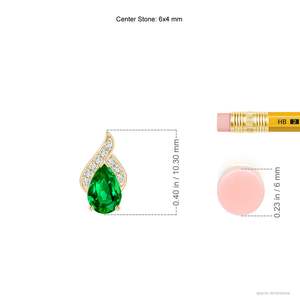 14K <b>Solid</b> <b>Gold</b> Natural Pear-Shaped Emerald Flame Solitaire <b>Pendant</b> Classic Fine Jewellery Wedding Anniversary Party Wear Gift - Product Image 2