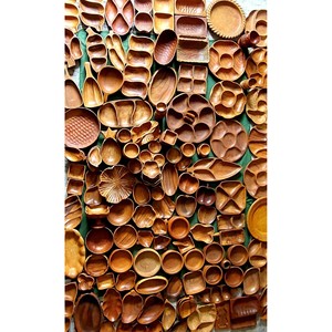 Bol en teck artisanal avec couvercle - Bol de service en bois en gros - Product Image 3