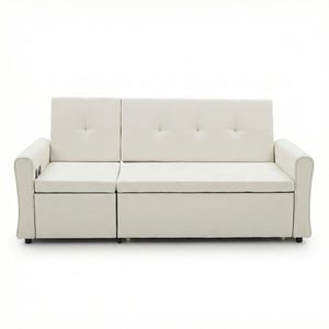 Sofá Cama 2 en 1 con Cama Extraíble y Reclinable Reversible, Sofá Cama Convertible con Respaldo Ajustable, 3 Almohadas y USB - Product Image 2