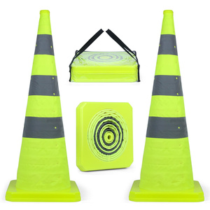 CITICITY 36" Lime Green Collapsible Pop-up Traffic Cones with Reflective Collar for Road Safety & Driving Practice - Product Image 1