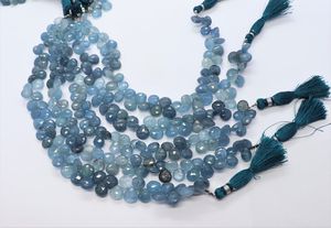 Perles en forme de cœur facettées en aquamarine mousse naturelle AAA, perles de pierres précieuses en aquamarine mousse, perles en aquamarine à coupe latérale en forme de cœur, 8 pouces - Product Image 5