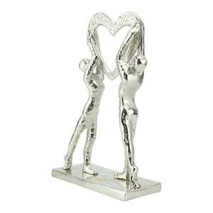Jaffs Exports Silver Aluminium for <b>Figures</b> Heart Sculpture Artistic Handmade Tabletop Decor Modern Design for Home Office - Product Image 2