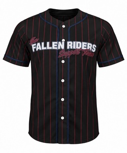 Maillot de baseball personnalisé à sublimation noir et rouge à rayures fines pour homme, boutonné, style hip-hop, coupe oversize, pour équipe de soutien des pilotes de motocross - Product Image 1