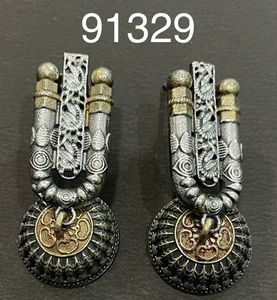 Pendientes oxidados de diseño de pavo real clásico ligero largo chapado en oro de plata alemana antigua para festivales de bodas - Product Image 6