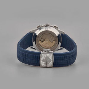 นาฬิกาผู้ชายสไตล์ฮิปฮอปประดับเพชรโมอิสซาไนต์หรูหรา สายยางสีน้ำเงิน ขอบหน้าปัดแบบสั่งทำพิเศษ - Product Image 3