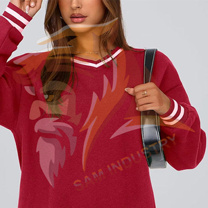 Sweat-shirt en molleton surdimensionné pour femme de haute qualité, broderie personnalisée, col rond, épaules tombantes - Product Image 2