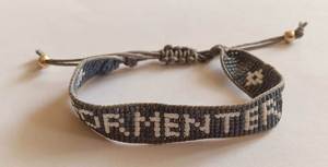 Bracelet à perles géométriques en alliage, style bohème, bijoux unisexes, motif gris et blanc, bracelet réglable - Product Image 4