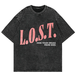 T-shirt vintage personnalisé pour homme, coupe oversize, épaules tombantes, style Harajuku, coton lourd 100%, streetwear, hip hop, t-shirts lavés - Product Image 1