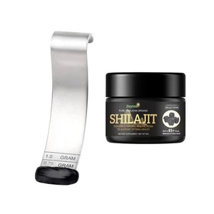 Cuillère doseuse en résine de Shilajit en gros avec emballage personnalisé et finition haut de gamme, mini cuillère en acier inoxydable - Product Image 3