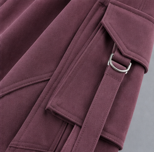 Pantalones Cargo Borgoña de Pierna Ancha para Hombre con Bolsillos Laterales, Cintura Elástica con Cordón, Estilo Urbano - Product Image 6
