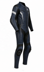 Combinaison de moto en cuir une pièce pour le tourisme sur route |   Noir Bleu marine |   Fabricant OEM ODM |   Qualité de conception haut de gamme | - Product Image 2