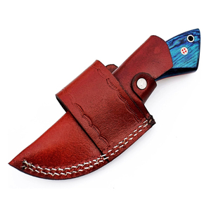 Cuchillo Artesanal de Acero de Damasco con Hoja de Punta Caída y Mango Azul para Caza y Uso en Exteriores - Cuchillos de Hoja de Damasco en Venta - Product Image 3