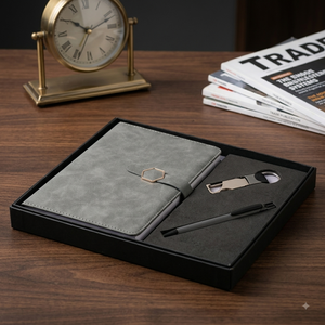 Agenda exécutif haut de gamme Aurelux RE044 en similicuir gris A5 multicolore avec porte-stylo et porte-clés, relié, 192 pages, logo personnalisé, pour entreprise - Product Image 3