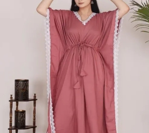 Best Kaftan Handmade kaftan Dress Batwing Wide Sleeve V Neck Polyester Regular Fit Casual Evening Party <b>Flared</b> Sleep Wear - Product Image 2