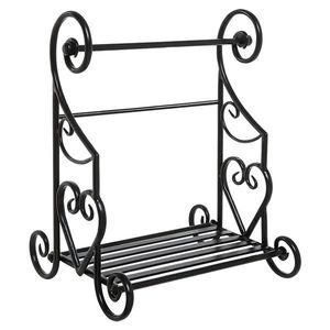 Portarotolo da cucina autoportante in metallo nero con design a cuore intagliato, porta spezie/condimenti per piano di lavoro - Product Image 2