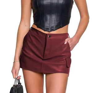 Jupe cargo en cuir style moderne, taille haute, coupe confortable, poches fonctionnelles, solution de fabrication sous marque privée - Product Image 1