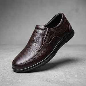 Asken Atelier Men's Brown Genuine Leather Formal Moccasin <b>Slip</b>-<b>On</b> Toe Breathable Lightweight Non-<b>Slip</b> Comfortable Office Shoes - Product Image 1