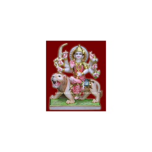 Estatua de mármol Durga Maa, estatua sentado sobre León - Product Image 1