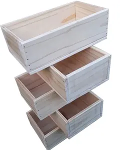 Customization Unfinished Wooden Box Wholesale Different Shape Solid Wooden Storage Box For Sale