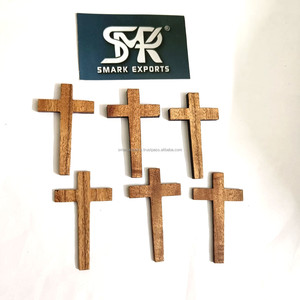 Cruz Decorativa de Madera de Acacia Pintada para Joyería Artesanal, Colgante Cristiano Hecho a Mano, Collar Ligero de Pascua, DIY Religioso - Product Image 1