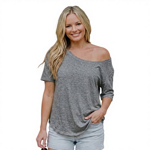 Nuevo Diseño, Top de Punto Casual para Mujer, Cuello Redondo, Amarillo Liso, Manga Corta, Corte Holgado, Primavera Verano - Product Image 3