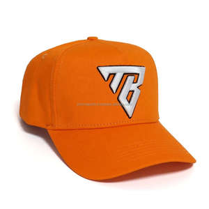 Gorra de béisbol Snap Back de 5 paneles de alta calidad con logotipo personalizado, gorra de algodón naranja con bordado 3D M, pico curvo, venta al por mayor - Product Image 2
