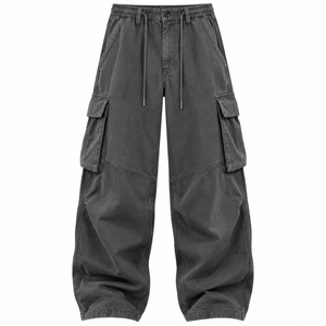 Pantalon de jogging pour homme, pantalon décontracté, lavé, de haute qualité, léger, 100% coton, toile écologique, broderie, jambe large - Product Image 4