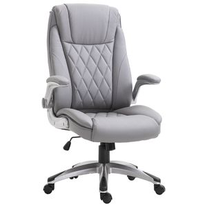 Sedia da Ufficio Direzionale Girevole in Ecopelle Grigia con Braccioli Regolabili per il Comfort del Home Office - Product Image 1