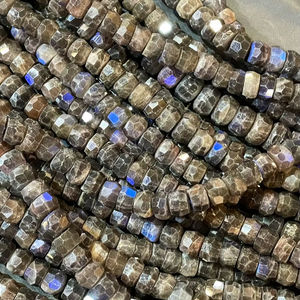 ลูกปัดลาบราดอไรต์สีดำธรรมชาติ รูปทรงรอนเดลล์ ประกายสีฟ้า คุณภาพสูง สำหรับทำเครื่องประดับ - Product Image 1