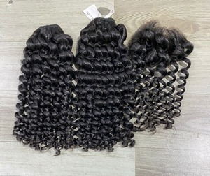 Extensions de cheveux bouclés profonds de cheveux vietnamiens crus sans emmêlement sans perte de cheveux 100% crus - Product Image 6
