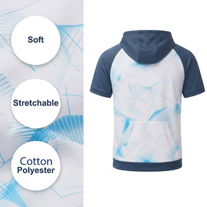 เสื้อฮู้ดแขนสั้นผู้ชายสไตล์สปอร์ต ดีไซน์ทันสมัย เนื้อผ้าระบายอากาศได้ดี ทรงหลวม สวมใส่สบาย เหมาะสำหรับกิจกรรมกลางแจ้ง - Product Image 3