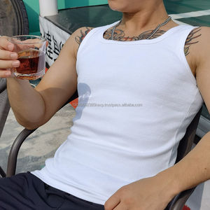 High Quality Mens Gym <b>Vest</b> Top Mens 230g Gym Tank Top Custom Logo <b>Muscle</b> Sport <b>Fit</b> Ribbed <b>Vests</b> Ribbed <b>Vest</b> Men - Product Image 2