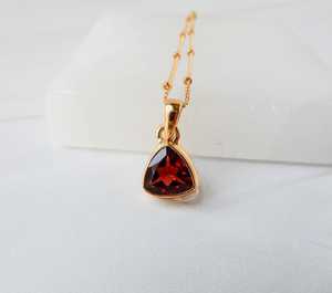 Garnet Necklace Gold Vermeil Sterling Silver Jewelry Red Garnet Pendant January Birthstone Fine Jewelry Wholesale - Product Image 2