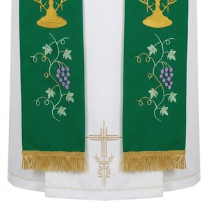 Estola de Iglesia Verde Reversible, Bordada, Bufanda de Hombro para Sacerdote, Mezcla de Algodón, Accesorio para Ceremonias Religiosas - Product Image 6