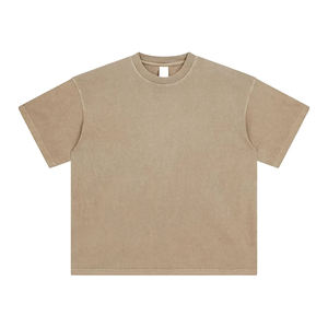 T-shirt surdimensionné en coton uni, style délavé, poids lourd 260g, impression de logo personnalisée DTG DTF, presse à chaud, pour hommes - Product Image 1