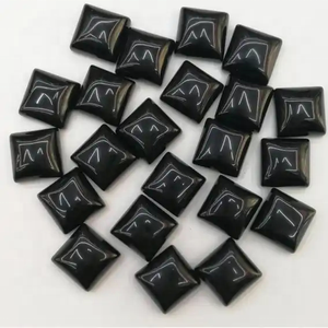 Cabochon carré plat en spinelle noire naturelle de 10 mm, pierre semi-précieuse en vrac pour la fabrication de bijoux, au prix d'usine en gros - Product Image 1